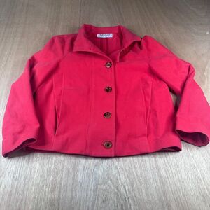 Worth Petite Coral Cotton Blend Button Front Jacket Women’s Small USA Made